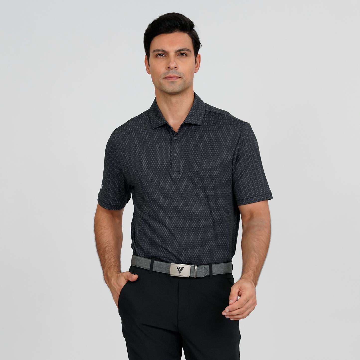 Ferris Button Collar Polo Black
