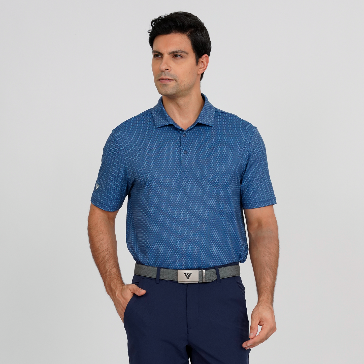 Ferris Button Collar Polo Blue Fusion