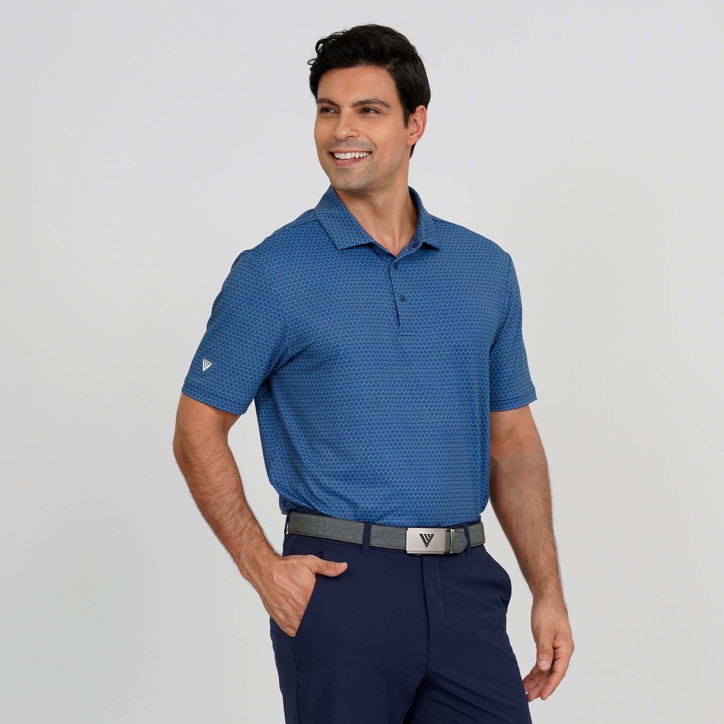 Ferris Button Collar Polo Blue Fusion