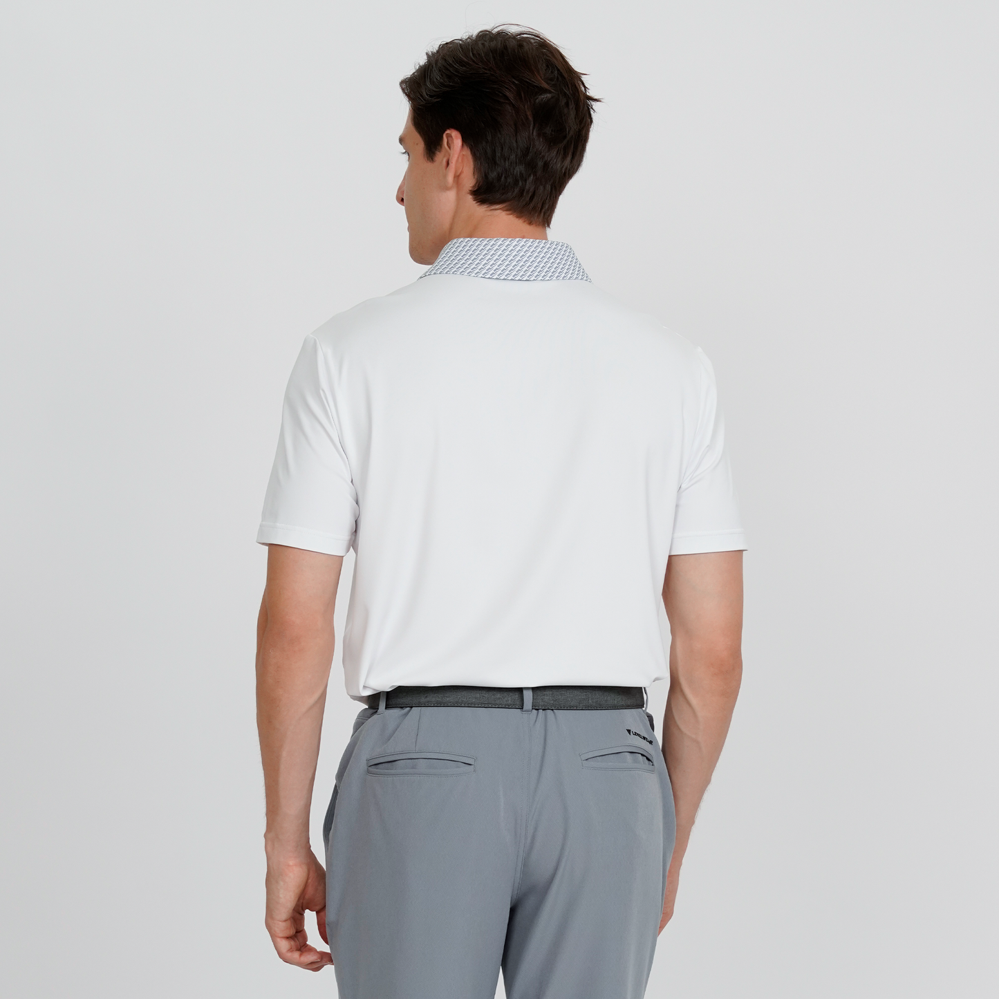 Slate Contrast Collar Polo White