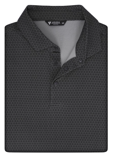 Ferris Button Collar Polo Black