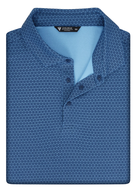 Ferris Button Collar Polo Blue Fusion